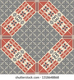 Design de padrão contínuo com o tradicional bordado palestino motivo