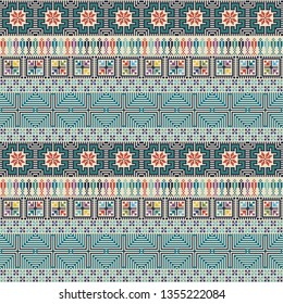 Seamless pattern design with traditional Palestinian embroidery motif
