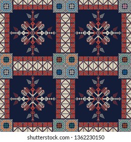 Seamless pattern design with traditional Palestinian embroidery motif