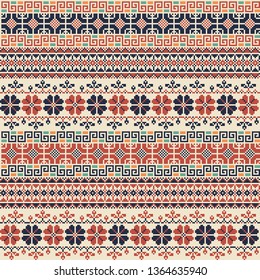 Seamless pattern design with traditional Palestinian embroidery motif