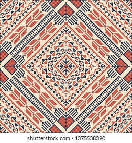 Seamless pattern design with traditional Palestinian embroidery motif