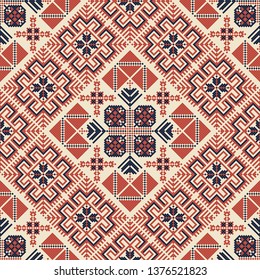 Seamless pattern design with traditional Palestinian embroidery motif