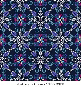 Seamless pattern design with traditional Palestinian embroidery motif
