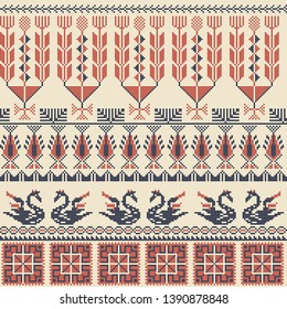Seamless pattern design with traditional Palestinian embroidery motif
