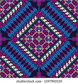 Seamless pattern design with traditional Palestinian embroidery motif