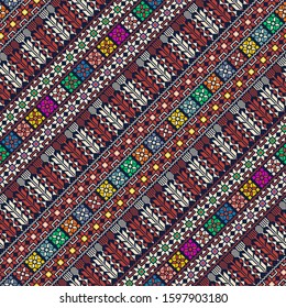 Seamless pattern design with traditional Palestinian embroidery motif