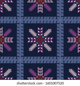 Seamless pattern design with traditional Palestinian embroidery motif