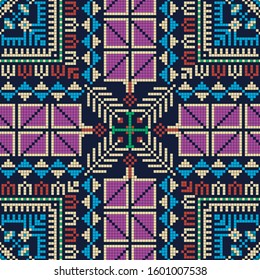 Seamless pattern design with traditional Palestinian embroidery motif
