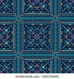 Seamless pattern design with traditional Palestinian embroidery motif