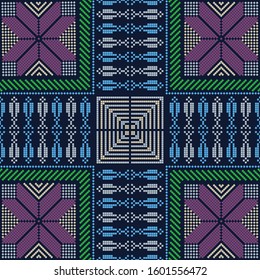Seamless pattern design with traditional Palestinian embroidery motif