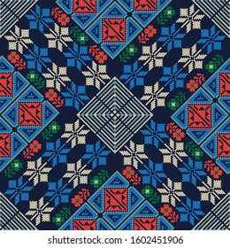 Seamless pattern design with traditional Palestinian embroidery motif