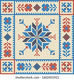 Seamless pattern design with traditional Palestinian embroidery motif