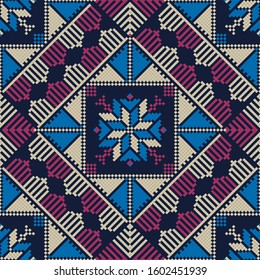 Seamless pattern design with traditional Palestinian embroidery motif
