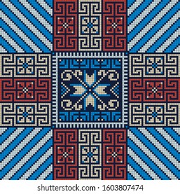 Seamless pattern design with traditional Palestinian embroidery motif