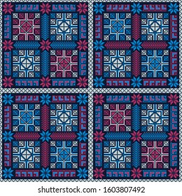 Seamless pattern design with traditional Palestinian embroidery motif