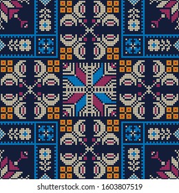 Seamless pattern design with traditional Palestinian embroidery motif