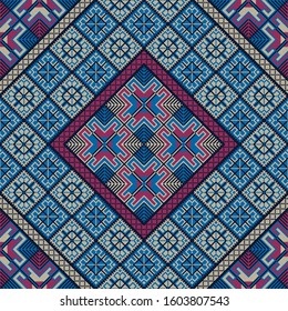 Seamless pattern design with traditional Palestinian embroidery motif