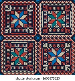 Seamless pattern design with traditional Palestinian embroidery motif