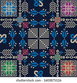 Seamless pattern design with traditional Palestinian embroidery motif