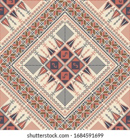 Seamless pattern design with traditional Palestinian embroidery motif