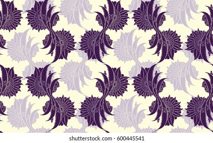 Seamless pattern design with traditional Turkish style flowers, damask repeating background