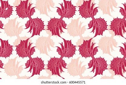 Seamless pattern design with traditional Turkish style flowers, damask repeating background