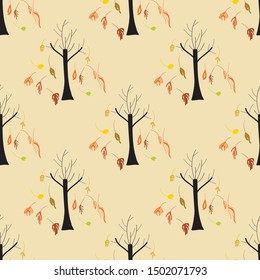 seamless pattern design of tree in autumn season. Can use for print, template, fabric, presentation, textile, banner, poster, wallpaper