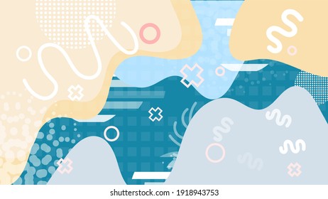 Seamless pattern.Art design trendy 80s-90s memphis style.Creative vector illustration of children cartoon color splash background.Modern abstract design poster, pattern and geometric elements design.