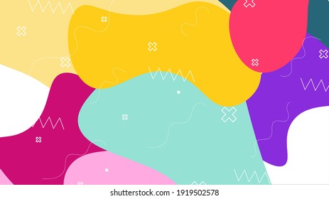 Seamless pattern.Art design trendy 80s-90s memphis style.Creative vector illustration of children cartoon color splash background.Modern abstract design poster, pattern and geometric elements design.