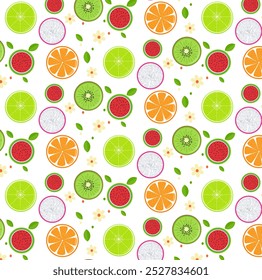 Seamless pattern design with tropical fruits