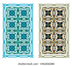 Seamless pattern design in two different colors. Blue pattern design and brown pattern design. Abstract pattern background.