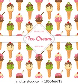 Seamless pattern design vector ice cream flat pastel colorful summer