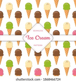 Seamless pattern design vector ice cream flat pastel colorful summer