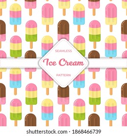 Seamless pattern design vector ice cream flat pastel colorful summer