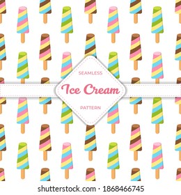 Seamless pattern design vector ice cream flat pastel colorful summer