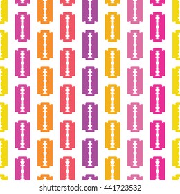 Seamless pattern design with vibrant rows of razor blades. Stock vector, EPS 8. Modern background with a bright and vivid look.