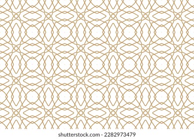 Seamless pattern design for wrapping paper, wallpaper, fabric, decorating and backdrop. Vector Illustration of geometry line art with Gold and White color.
