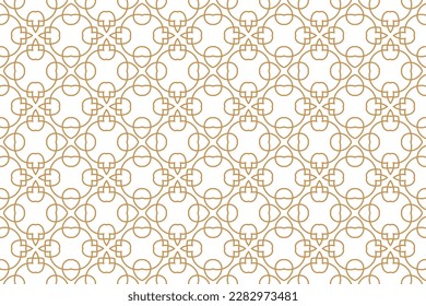 Seamless pattern design for wrapping paper, wallpaper, fabric, decorating and backdrop. Vector Illustration of geometry line art with Gold and White color.