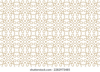 Seamless pattern design for wrapping paper, wallpaper, fabric, decorating and backdrop. Vector Illustration of geometry line art with Gold and White color.