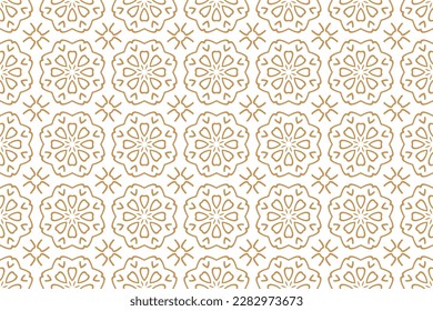 Seamless pattern design for wrapping paper, wallpaper, fabric, decorating and backdrop. Vector Illustration of geometry line art with gold and white color.