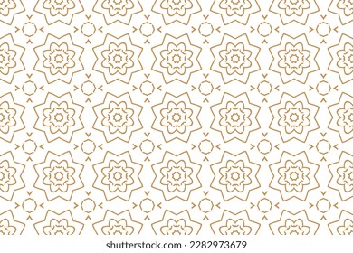 Diseño de patrones sin inconvenientes para envolver papel, papel pintado, tela, decoración y fondo. Ilustración vectorial del arte de línea geométrica con color oro y blanco.