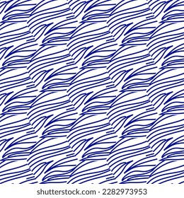 Seamless pattern design for wrapping paper, wallpaper, fabric, decorating and backdrop. Vector Illustration of geometry line art with indigo color.