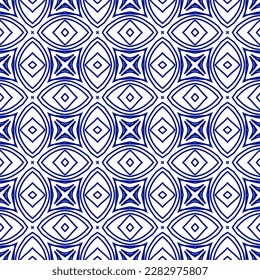 Seamless pattern design for wrapping paper, wallpaper, fabric, decorating and backdrop. Inidigo Vector Illustration of geometry line art.