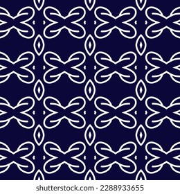 Seamless pattern design for wrapping paper, wallpaper, fabric, decorating and backdrop. Vector Illustration of geometry line art with indigo color.