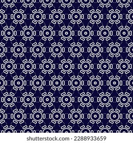 Seamless pattern design for wrapping paper, wallpaper, fabric, decorating and backdrop. Vector Illustration of geometry line art with indigo color.