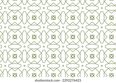 Diseño de patrones sin inconvenientes para envolver papel, papel pintado, tela, decoración y fondo. Ilustración vectorial del arte de línea de geometría con color verde y blanco.
