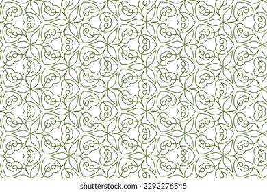 Seamless pattern design for wrapping paper, wallpaper, fabric, decorating and backdrop. Vector Illustration of geometry line art with green and white color.