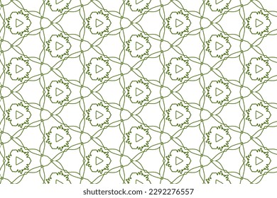 Diseño de patrones sin inconvenientes para envolver papel, papel pintado, tela, decoración y fondo. Ilustración vectorial del arte de línea de geometría con color verde y blanco.
