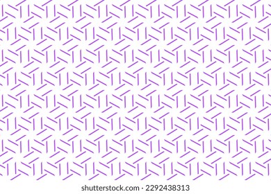 Seamless pattern design for wrapping paper, wallpaper, fabric, decorating and backdrop. Vector Illustration of geometry line art with purple and white color.