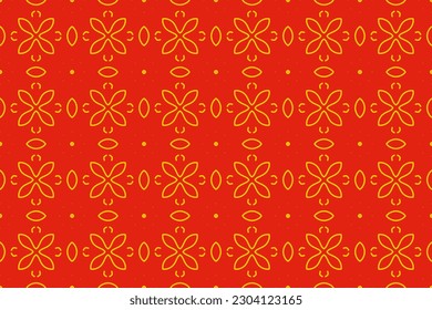 Seamless pattern design for wrapping paper, wallpaper, fabric, decorating and backdrop. Vector Illustration of geometry line art with red color.